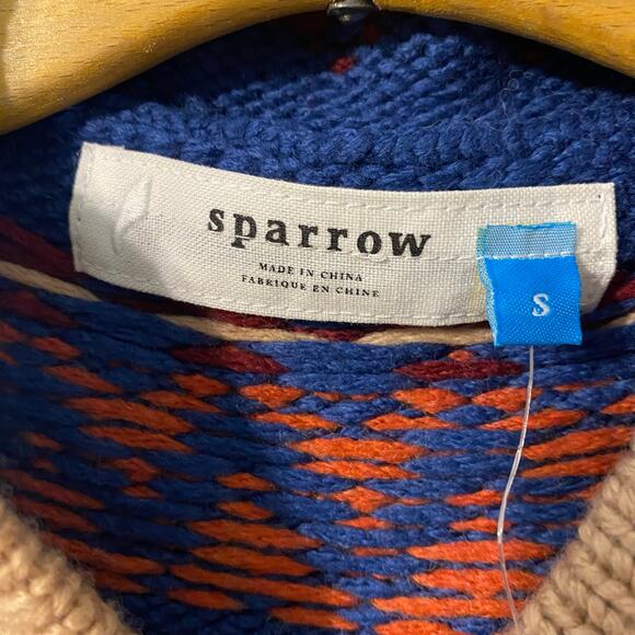 Anthropologie Sparrow Fair Isle Knit Hoodie Sweater NWT Size Small boho artsy - Picture 3 of 14
